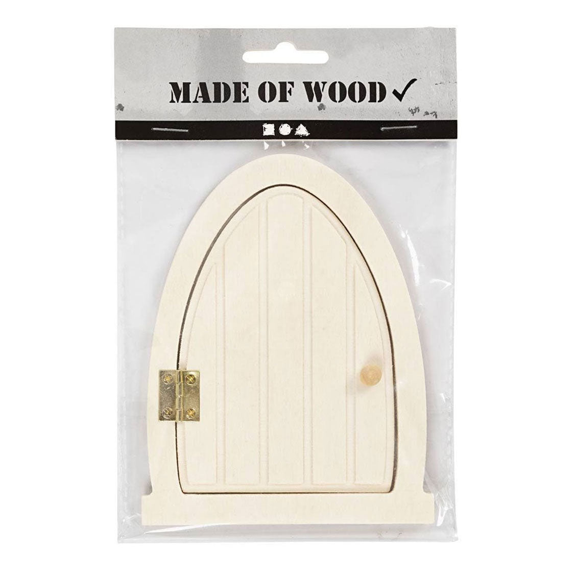 Creativ company houten miniatuur deur met scharnieren, 13x10cm