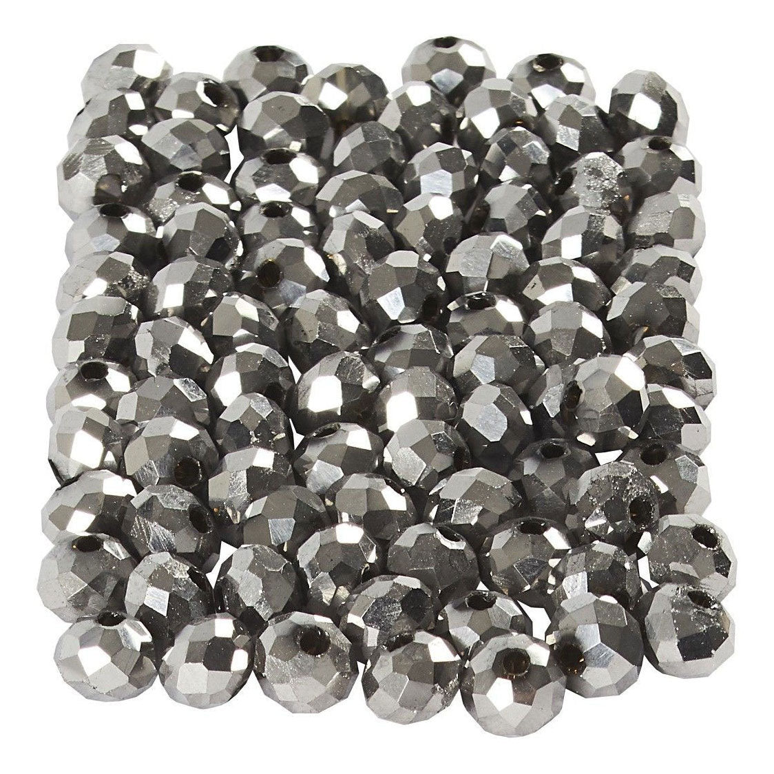 Creativ company facet kralen metallic grijs, 100st.