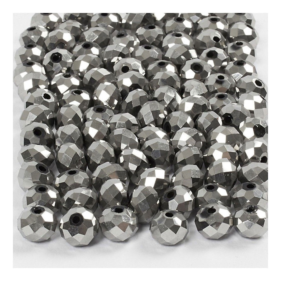 Creativ company facet kralen metallic grijs, 100st.