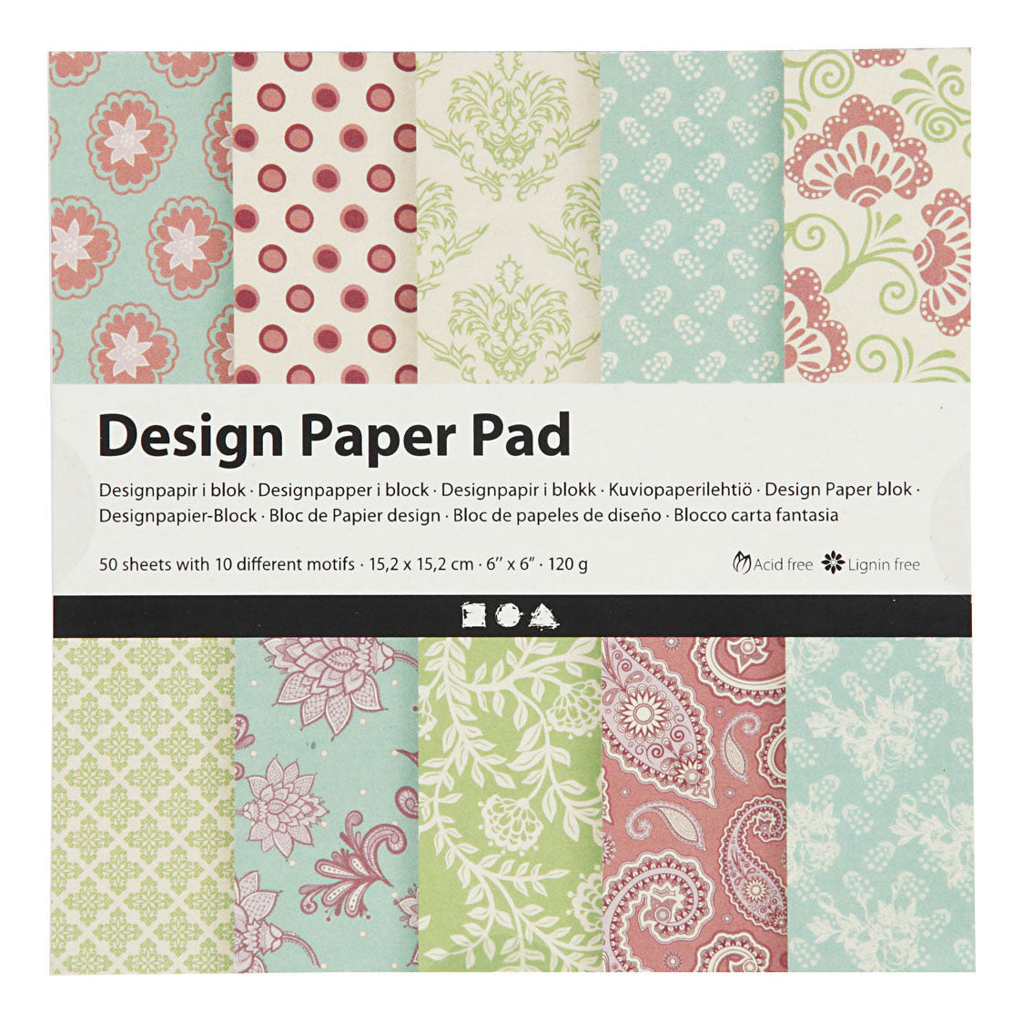 Creativ company design papierblok mint groen paars, 50 vellen