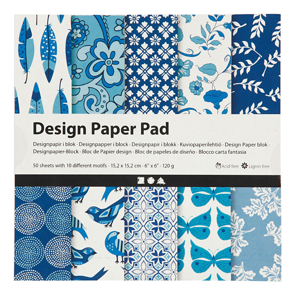 Creativ company design papierblok blauw, 50 vellen