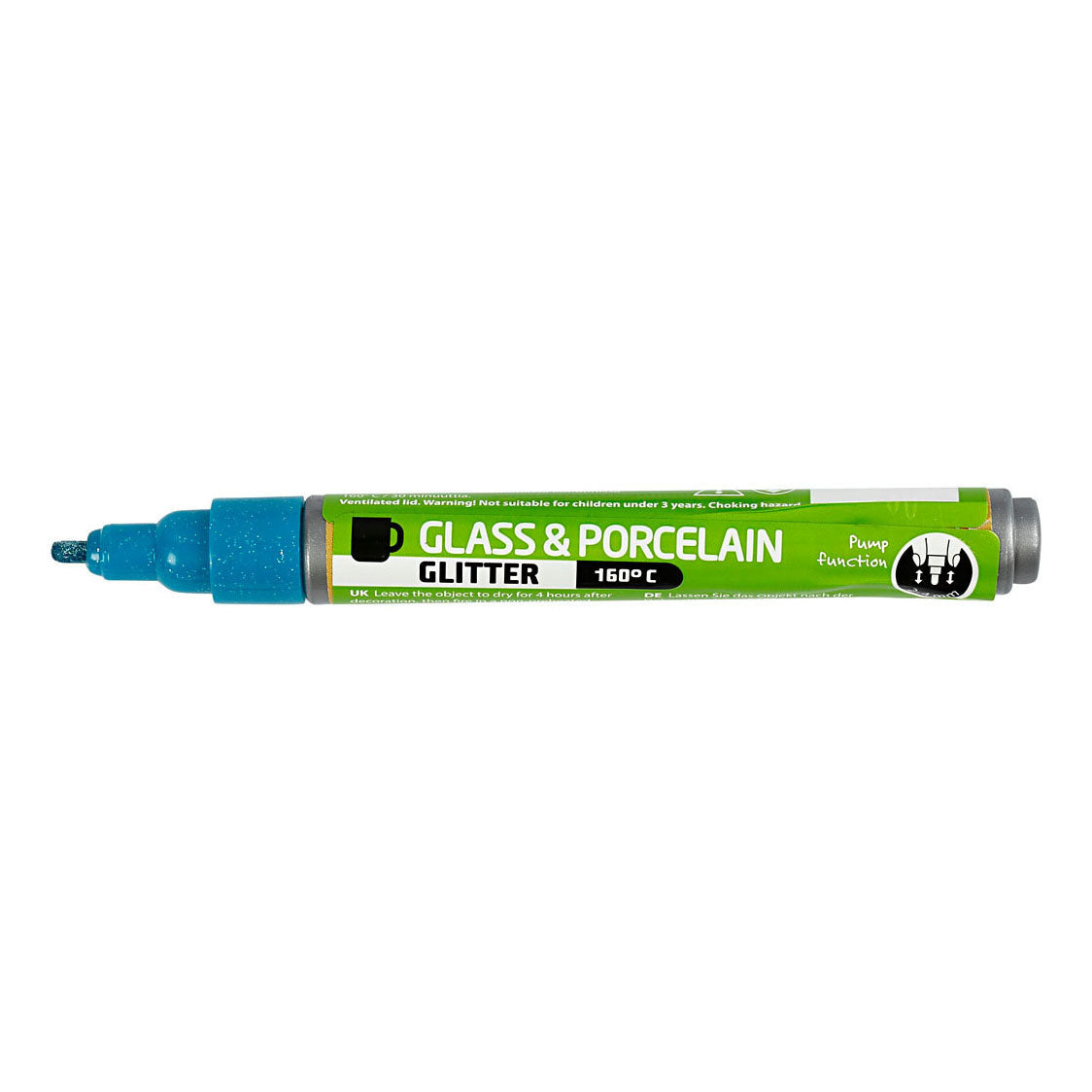 Creativ company glas- en porseleinstift glitter semi-dekkend - turquoise