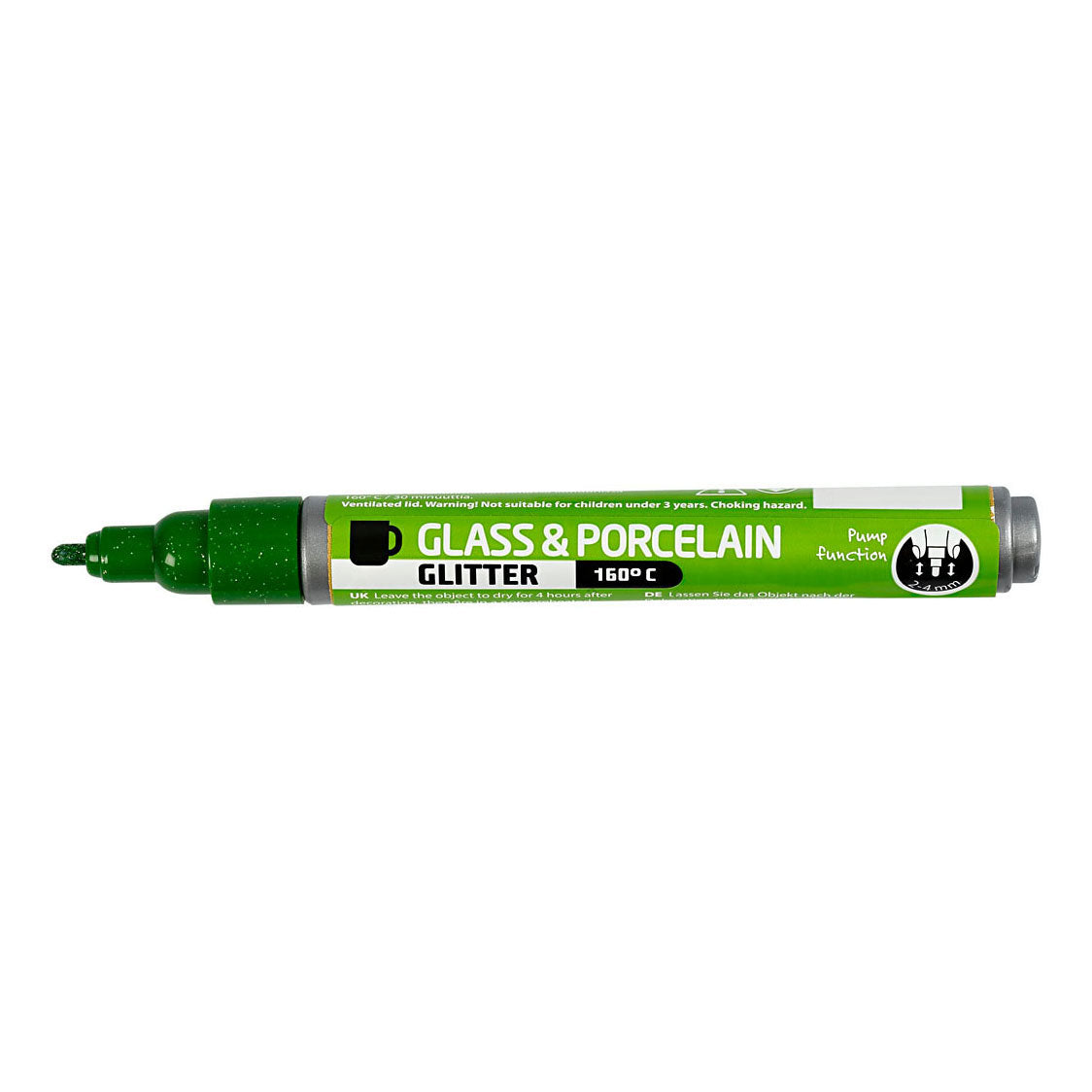 Creativ company glas- en porseleinstift glitter semi-dekkend - lichtgroen