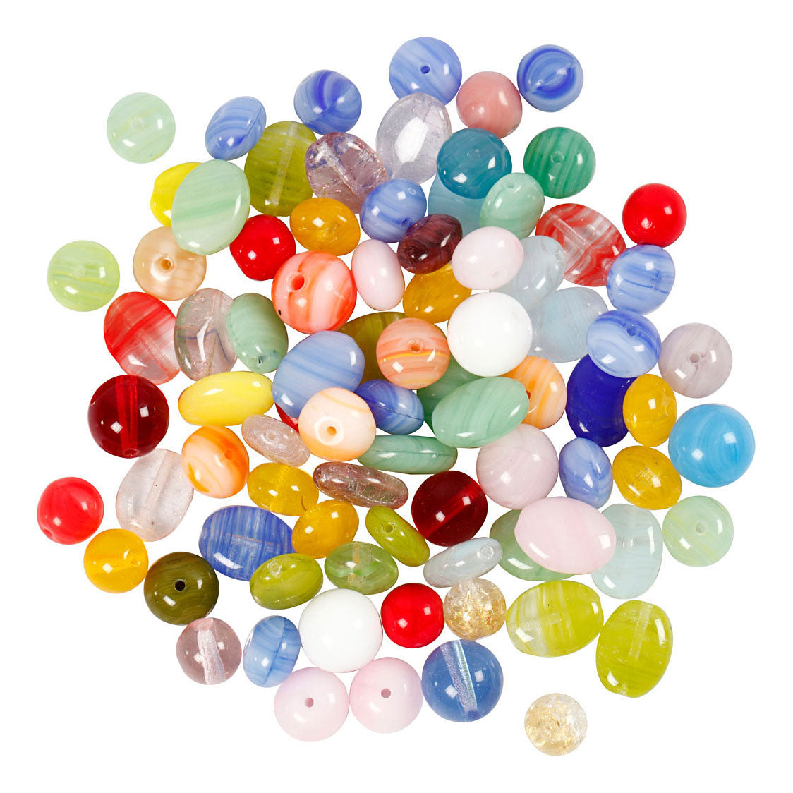Creativ company glazen kralen divers rond, ovaal, cirkel, 60 gram