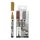 Creativ company glas- porseleinstiften, lijndikte 1-2 mm, semi-dekkend, bruin, goud, zilver, wit, 4 stuk 1 doos