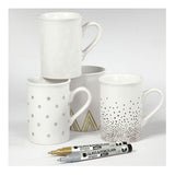 Creativ company glas- porseleinstiften, lijndikte 1-2 mm, semi-dekkend, bruin, goud, zilver, wit, 4 stuk 1 doos
