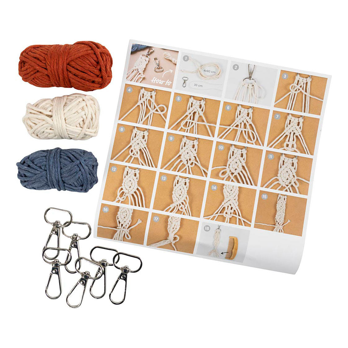 Creativ company mini hobbyset macrame sleutelhangers