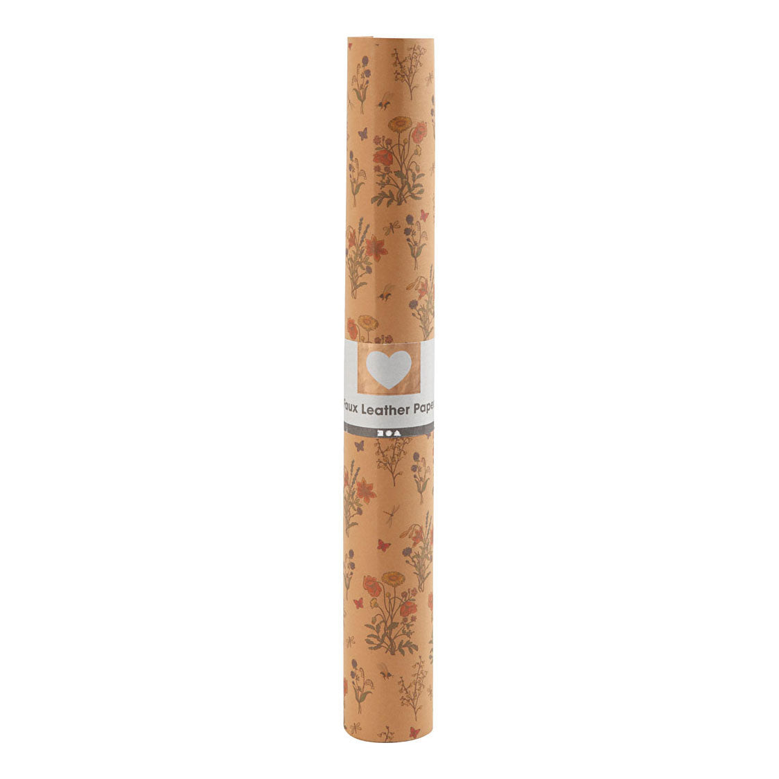 Creativ company faux leather papier bruin met bloemenprint, 1m