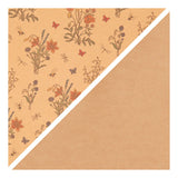 Creativ company faux leather papier bruin met bloemenprint, 1m