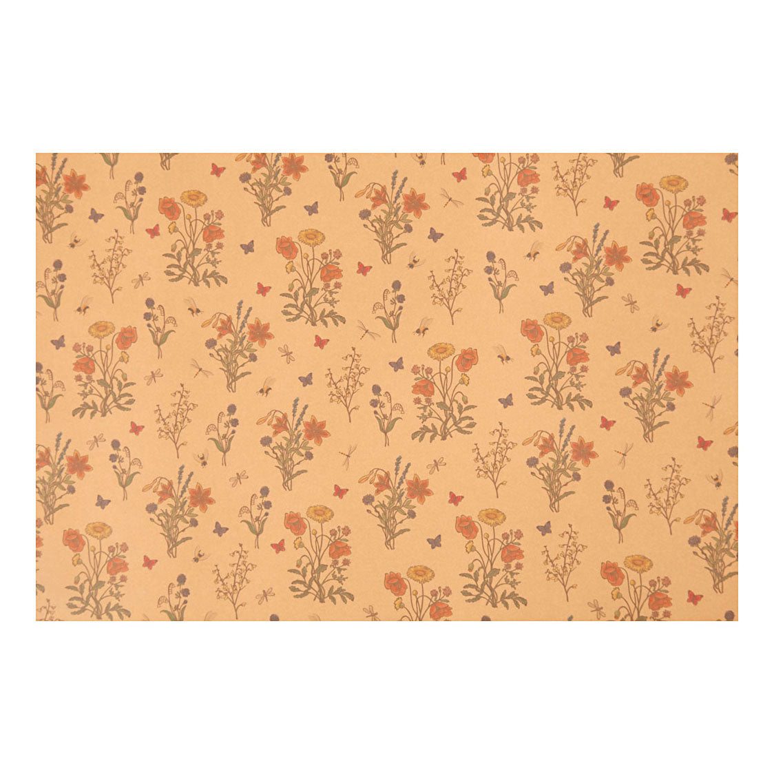 Creativ company faux leather papier bruin met bloemenprint, 1m