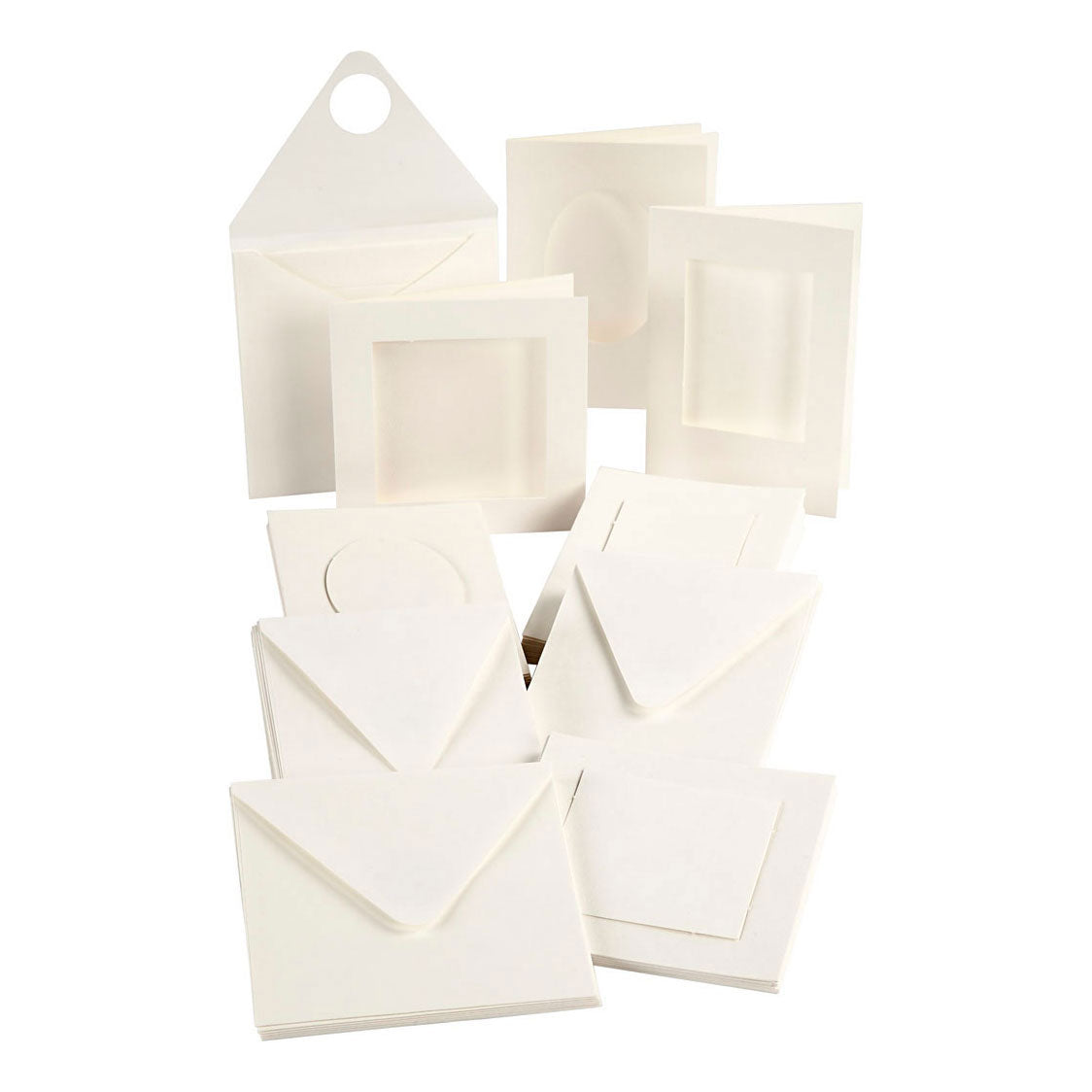 Creativ company passepartout kaarten, afmeting kaart 10,5x15 + 12,5x12,5 cm, inhoud kan variëren , off-white, 50 set 1 doos