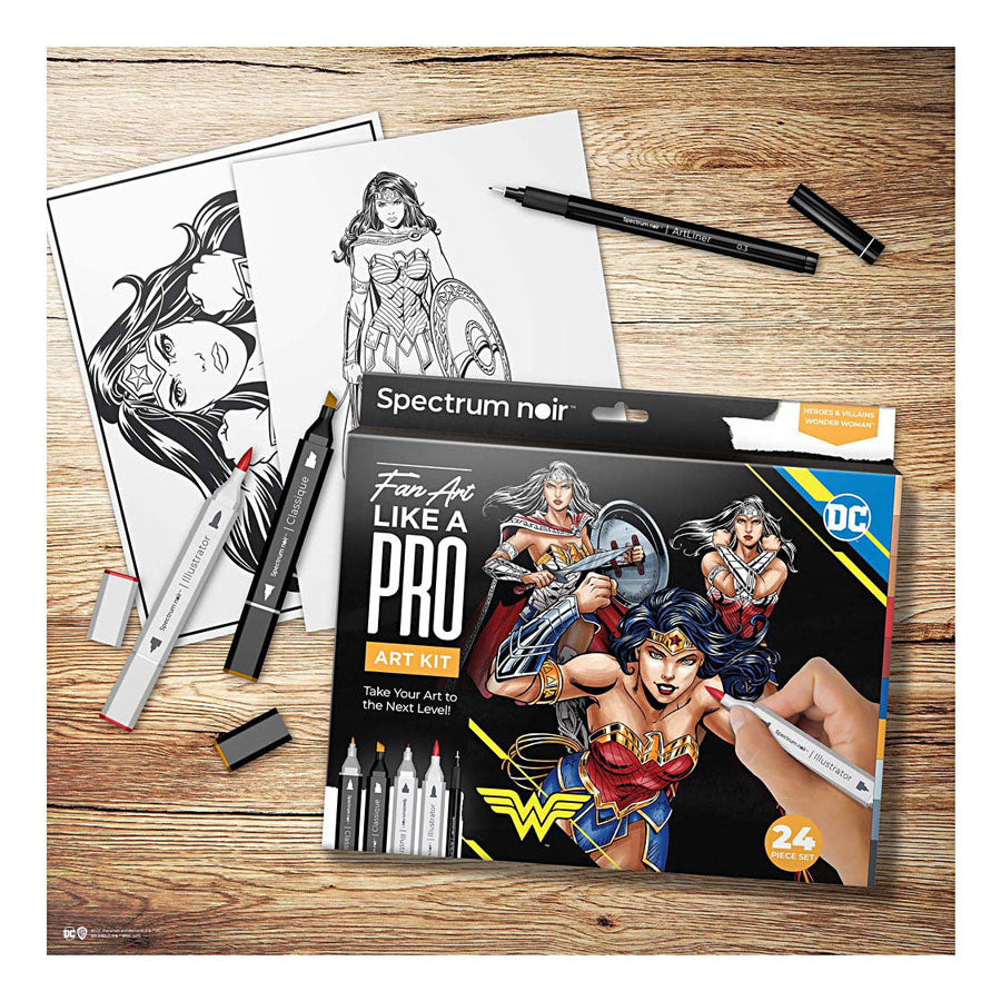 Creativ company hobbyset illustratie stripboekhelden wonder woman kleurset