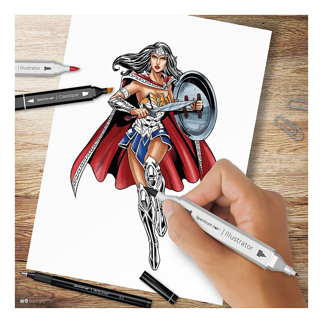 Creativ company hobbyset illustratie stripboekhelden wonder woman kleurset
