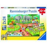 Ravensburger - Puzzel Een dag in de Dierentuin 2x24 stuks