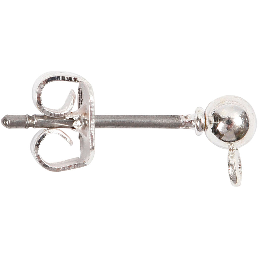 Creativ company oorsteker, l: 13 mm, d 3,8 mm, gatgrootte 0,8 mm, verzilverd, 10 stuk 1 doos