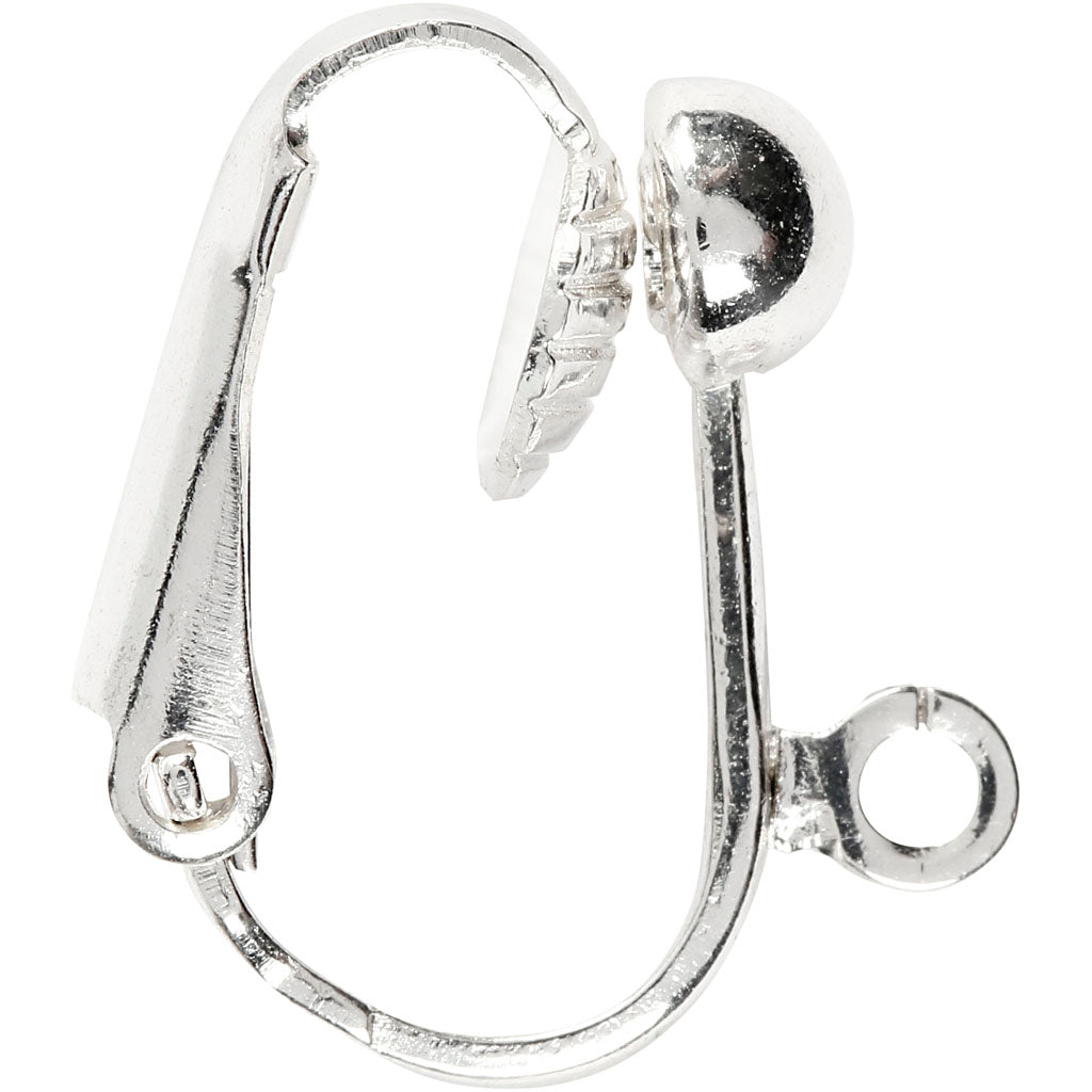 Creativ company clip-on oorbellen, l: 16,5 mm, b: 1,5 mm, gatgrootte 1,6 mm, verzilverd, 40 stuk 1 doos