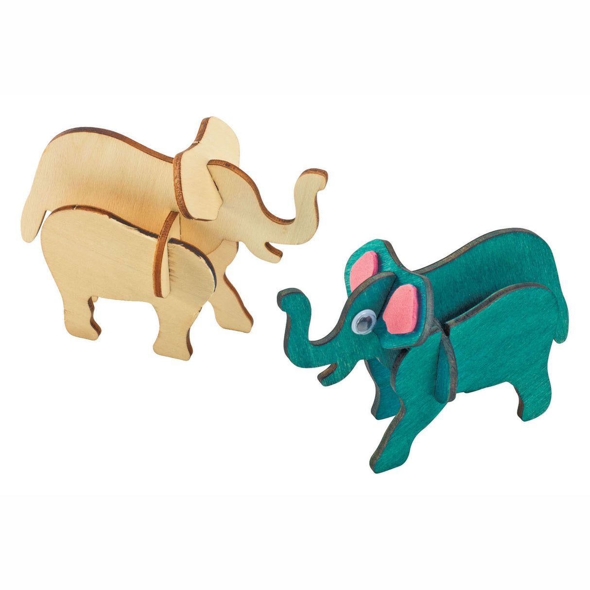 Colorations bouwpakketje houten 3d jungledieren, set van 4