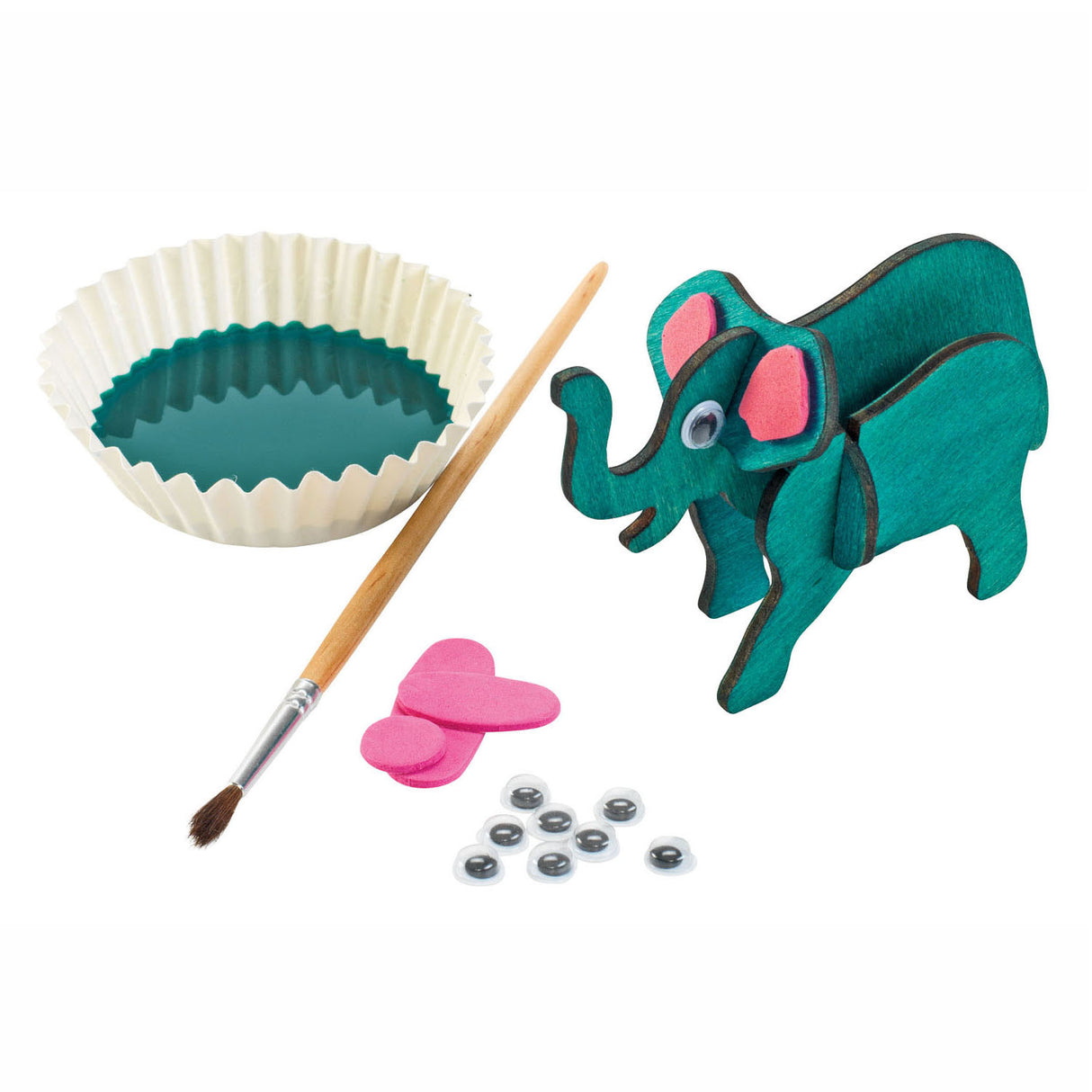 Colorations bouwpakketje houten 3d jungledieren, set van 4