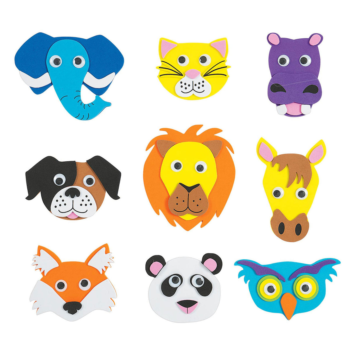 Colorations - foam dierengezichten maken knutselset, 36dlg.