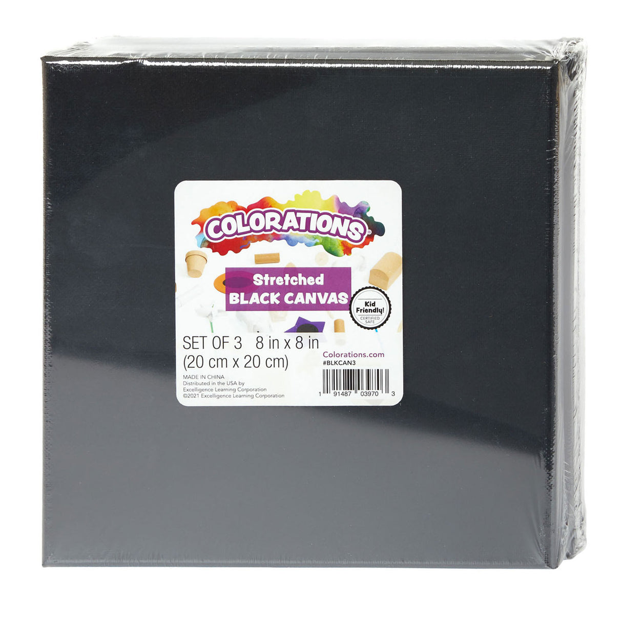 Colorations canvas zwart 20x20cm, 3st.