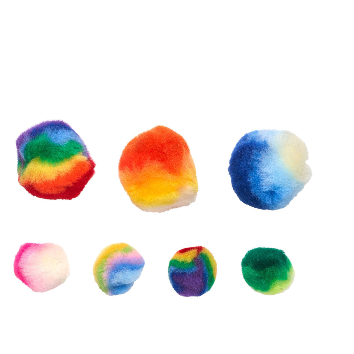 Colorations - regenboog gestreepte pom poms, 180st.