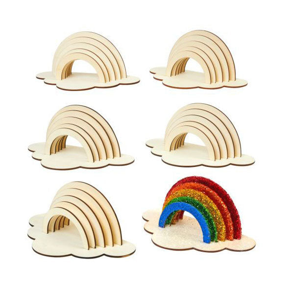 Colorations - maak en versier je eigen houten regenboog, set van 6