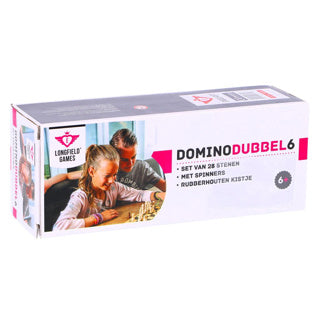 Basic spel domino hout dubbel 6 in kist