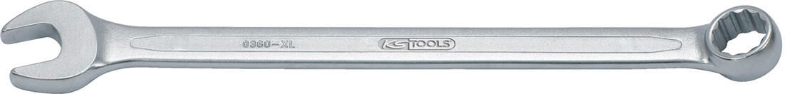 KS-TOOLS Combination Spanner "XL"jaw 15° offset 15°, FlankTraction profile, metric, chrome-vanadium, matt finish chromed