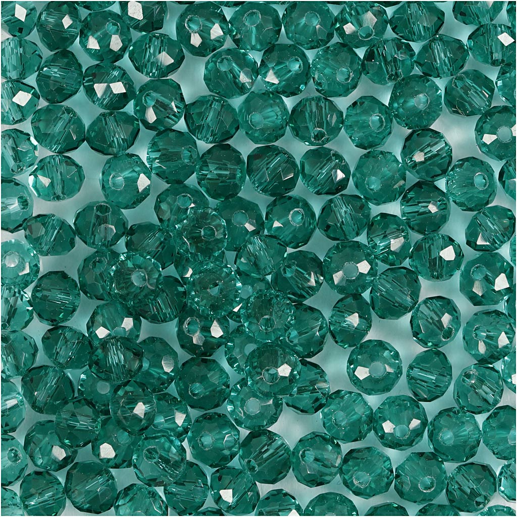 Creativ company facet kralen, d 4 mm, gatgrootte 1 mm, groen, 45 stuk 1 doos