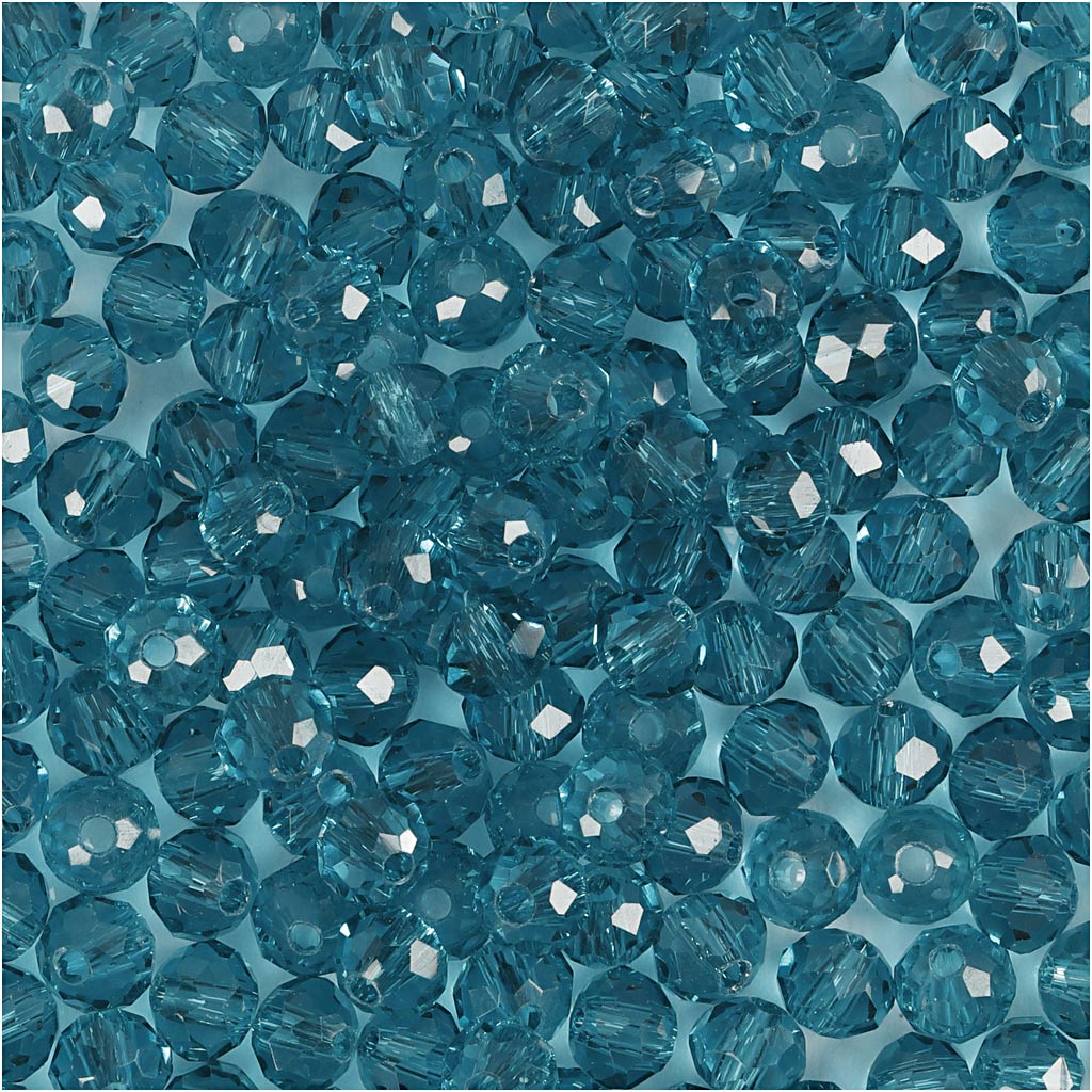 Creativ company facet kralen, d 4 mm, gatgrootte 1 mm, turquoise, 45 stuk 1 doos