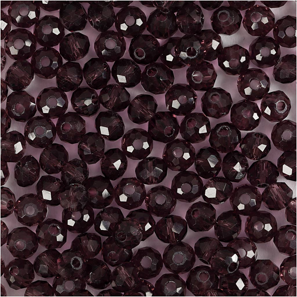 Creativ company facet kralen, d 4 mm, gatgrootte 1 mm, paars, 45 stuk 1 doos