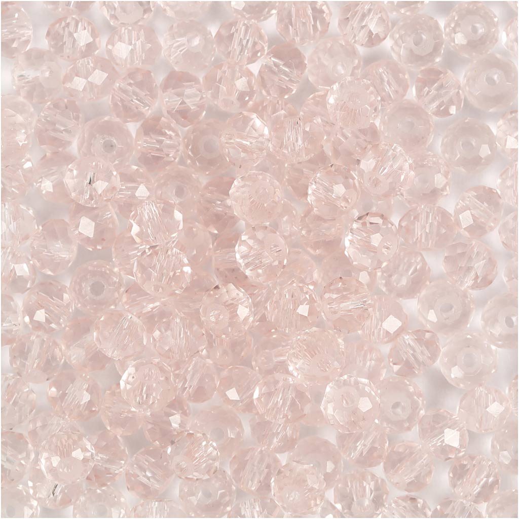 Creativ company facet kralen, d 4 mm, gatgrootte 1 mm, lichtroze, 45 stuk 1 doos