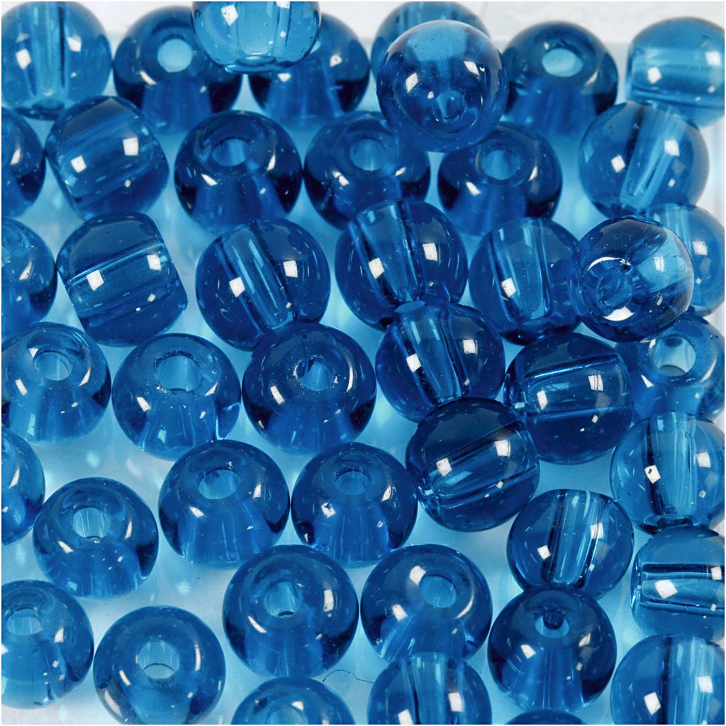 Creativ company glas kralen, d 4 mm, gatgrootte 1 mm, turquoise, 45 stuk 1 doos