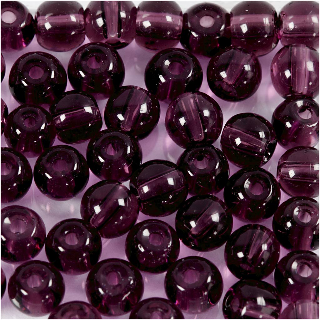 Creativ company glas kralen, d 4 mm, gatgrootte 1 mm, paars, 45 stuk 1 doos