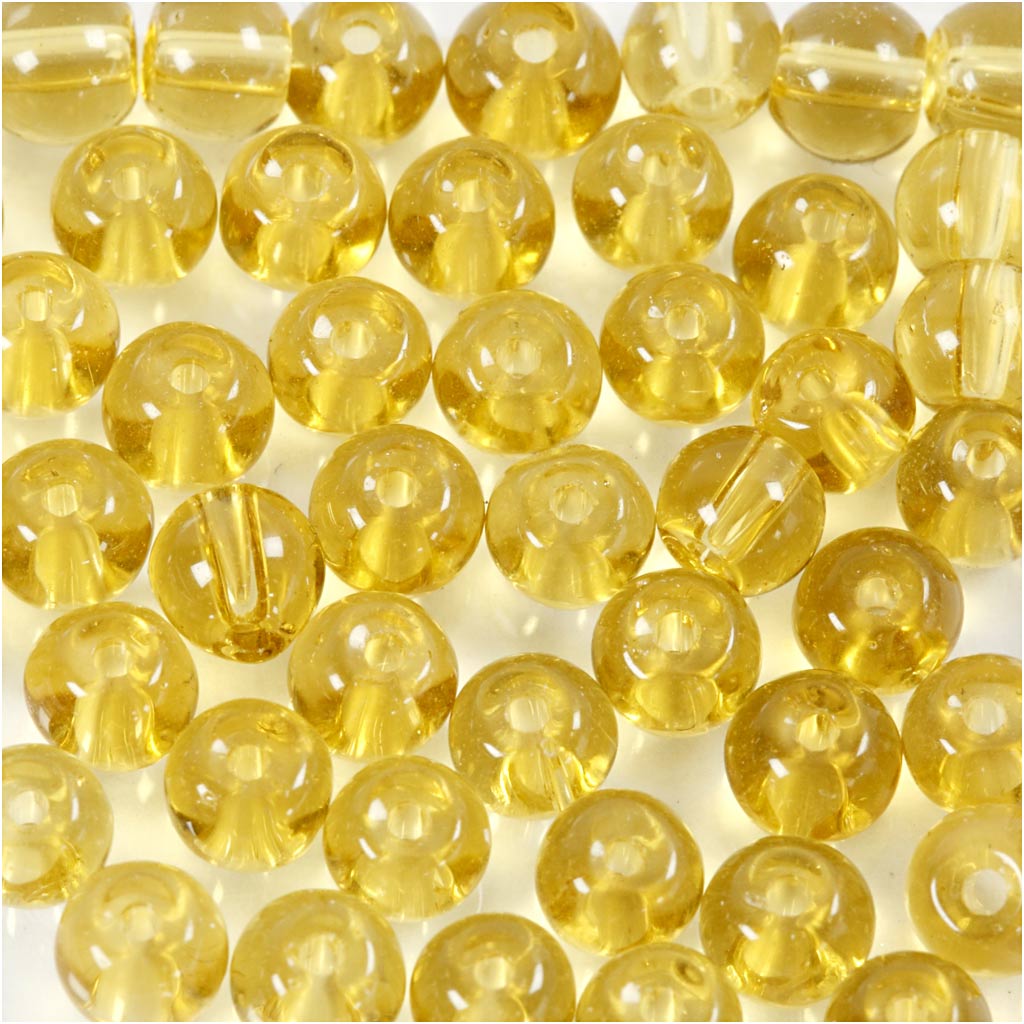 Creativ company glas kralen, d 4 mm, gatgrootte 1 mm, geel, 45 stuk 1 doos