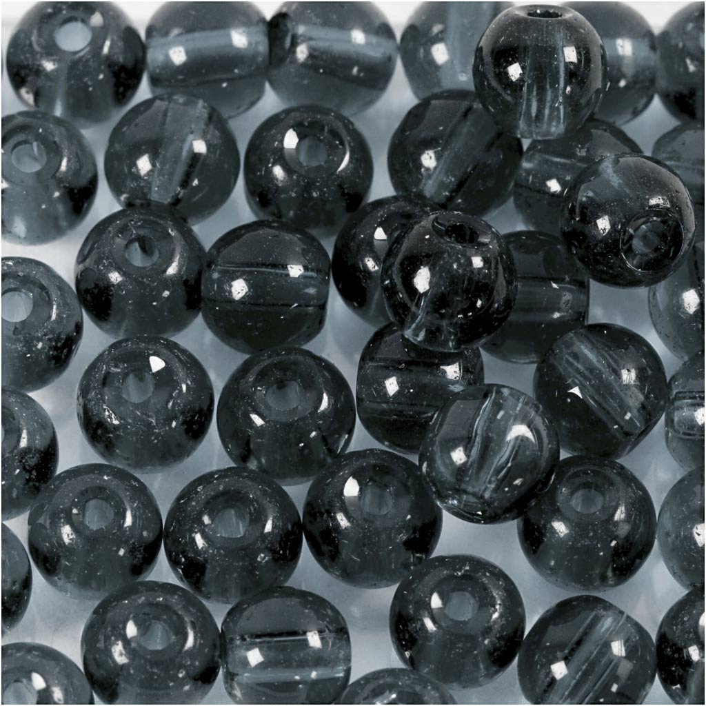Creativ company glas kralen, d 4 mm, gatgrootte 1 mm, grijs, 45 stuk 1 doos