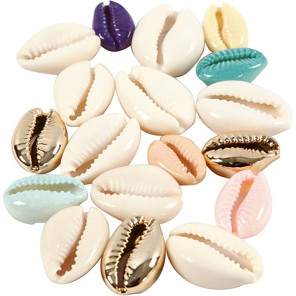 Creativ company schelpen, l: 20 mm, diverse kleuren, 75 stuk 1 doos