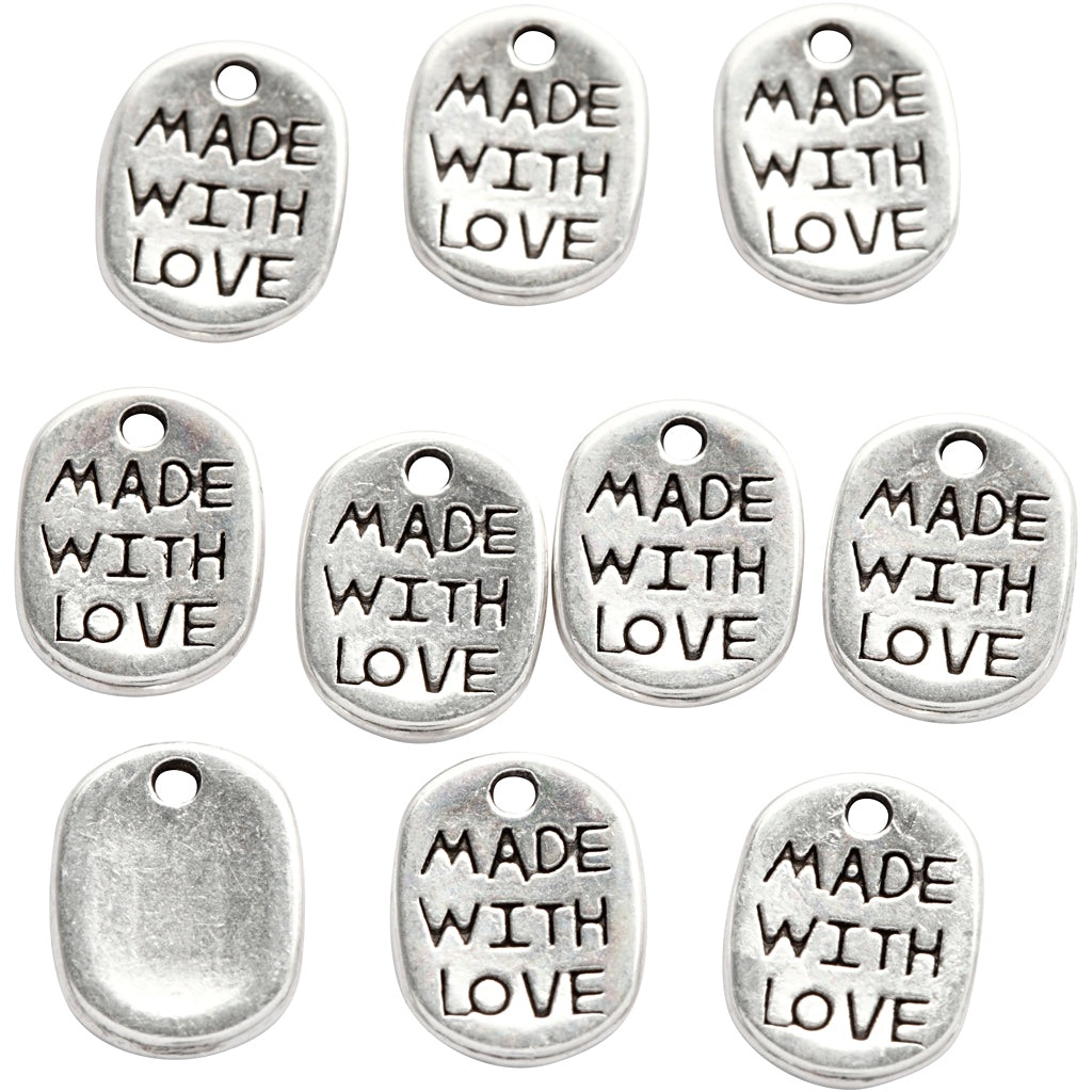 Creativ company sieraden hanger, l: 12 mm, b: 8 mm, gatgrootte 1 mm, verzilverd, 10 stuk 1 doos