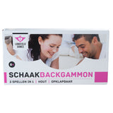 Longfield schaak backgammon cassette hout 30x16x4 cm