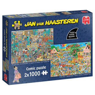 Jumbo jan van haasteren legpuzzel - muziekwinkel en vakantiekriebels, 2x1000st.