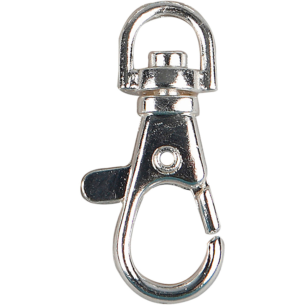 Creativ company karabijnsluiting, groot, h: 3,7 cm, d 37 mm, b: 1,4 cm, verzilverd, 15 stuk 1 doos