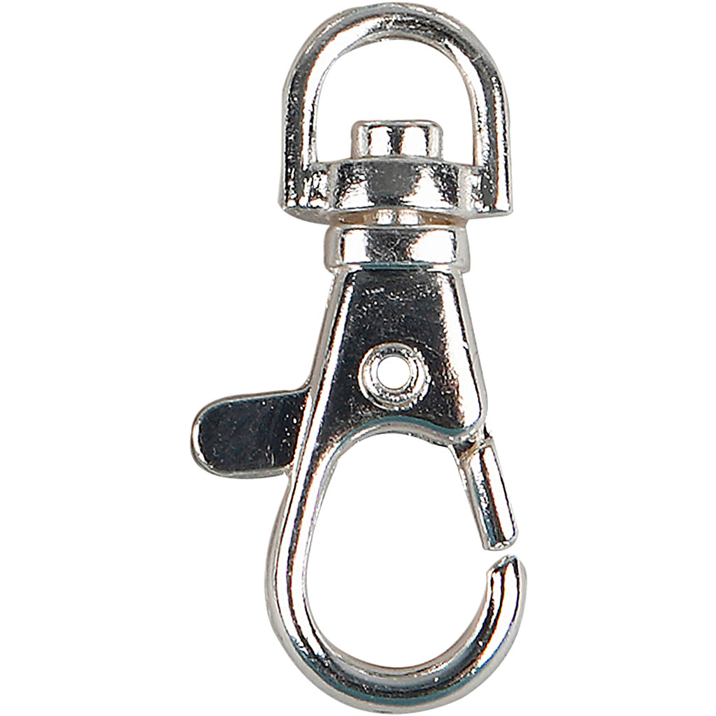 Creativ company karabijnsluiting, groot, h: 37 mm, b: 14 mm, d 37 mm, verzilverd, 2 stuk 1 doos
