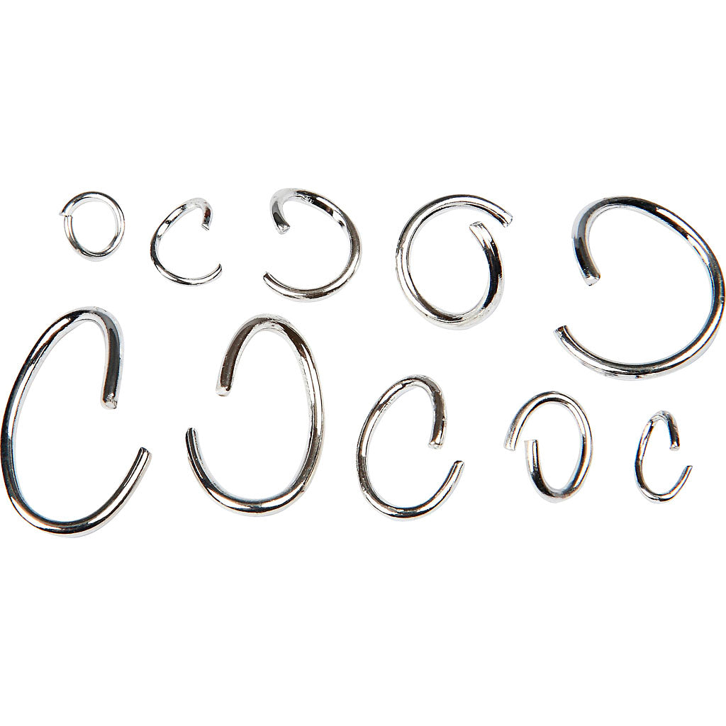 Creativ company assortiment ovale en ronde springringen, verzilverd, 800 div 1 doos