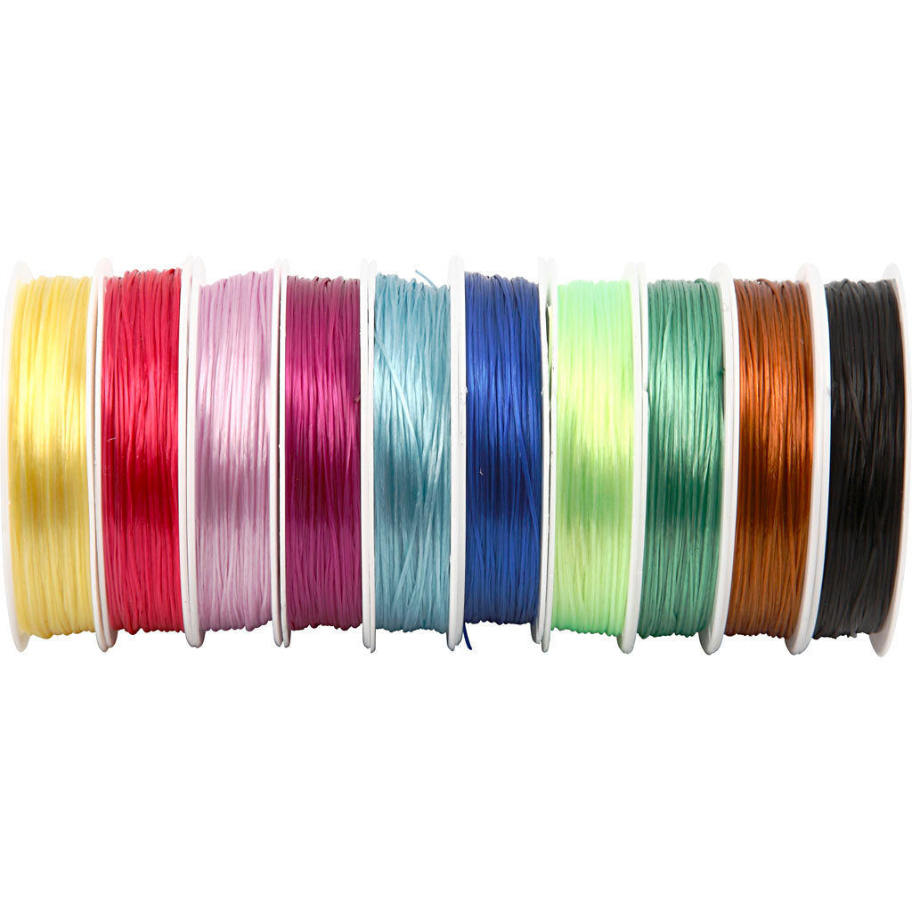 Creativ company elastisch koord, dikte 1 mm, diverse kleuren, 10x25 m 1 doos