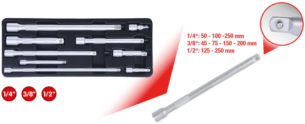 Ks tools ks-tools verlengstuk set extension set 9 pcs. ks-tools, 1 4 -3 8 -1 2