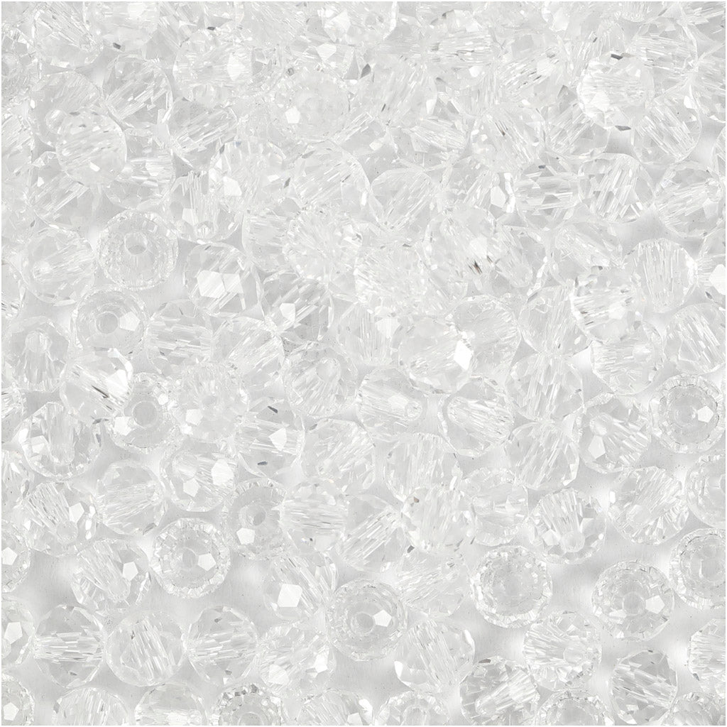 Creativ company facet kralen, afm 3x4 mm, gatgrootte 0,8 mm, kristal, 100 stuk 1 doos