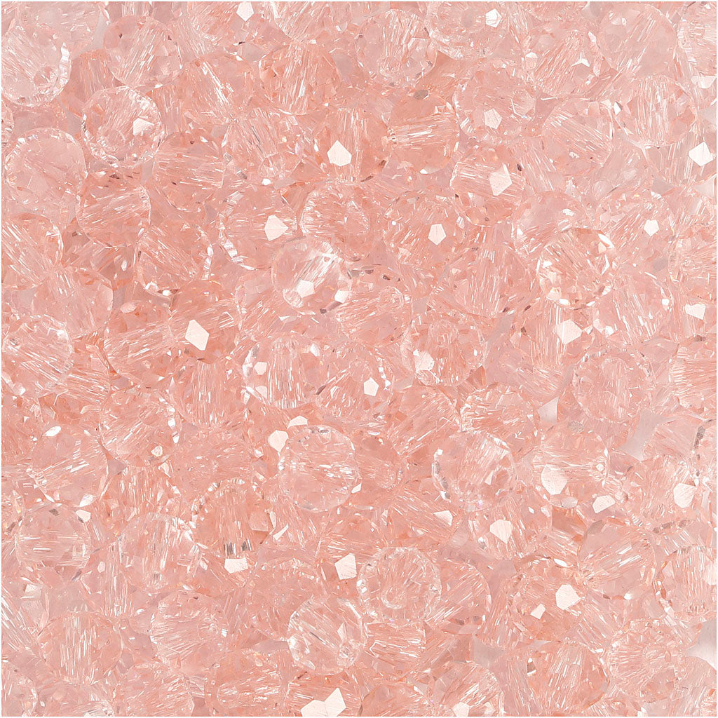 Creativ company facet kralen, afm 3x4 mm, gatgrootte 0,8 mm, roze, 100 stuk 1 doos