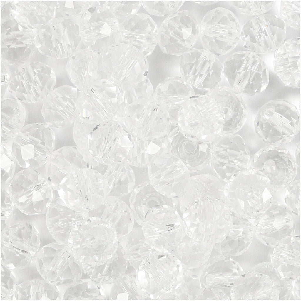 Creativ company facet kralen, afm 5x6 mm, gatgrootte 1 mm, kristal, 100 stuk 1 doos