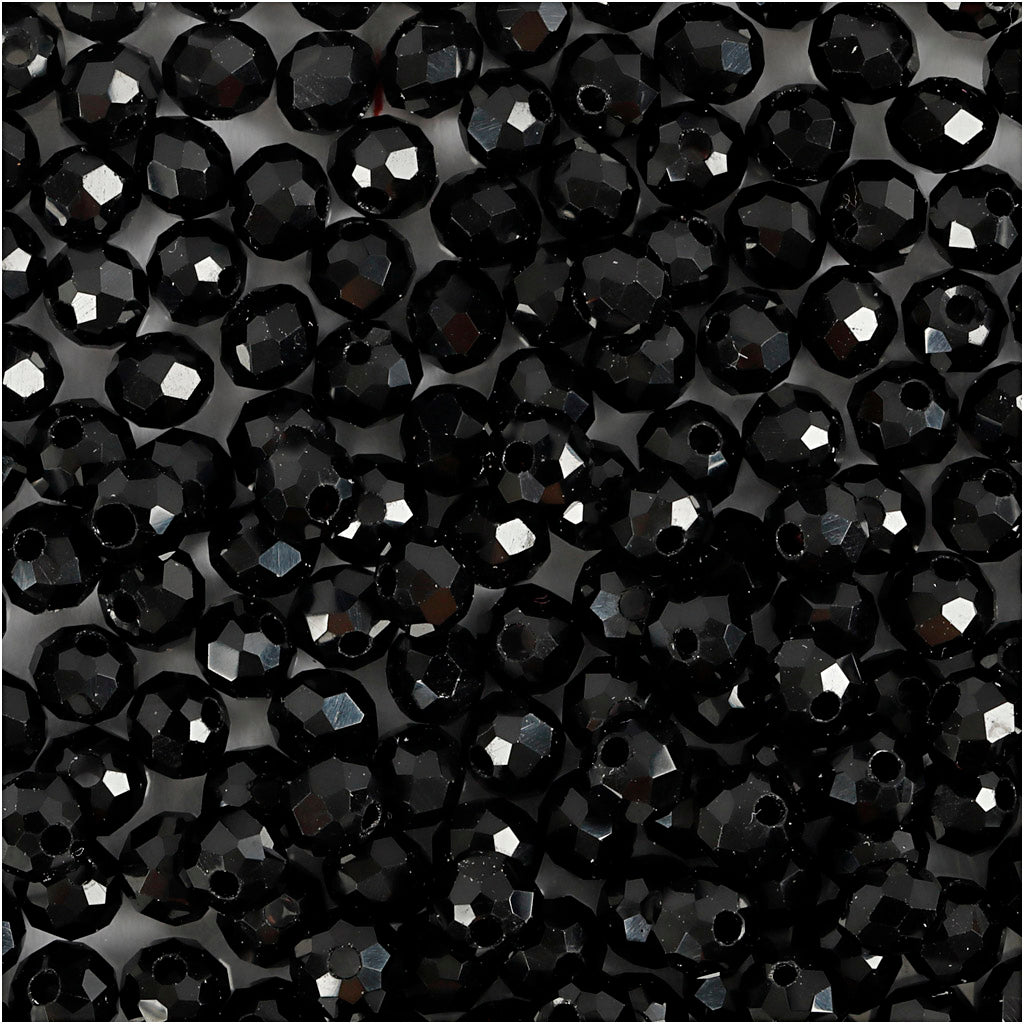 Creativ company facet kralen, afm 3x4 mm, gatgrootte 0,8 mm, metallic zwart, 100 stuk 1 doos