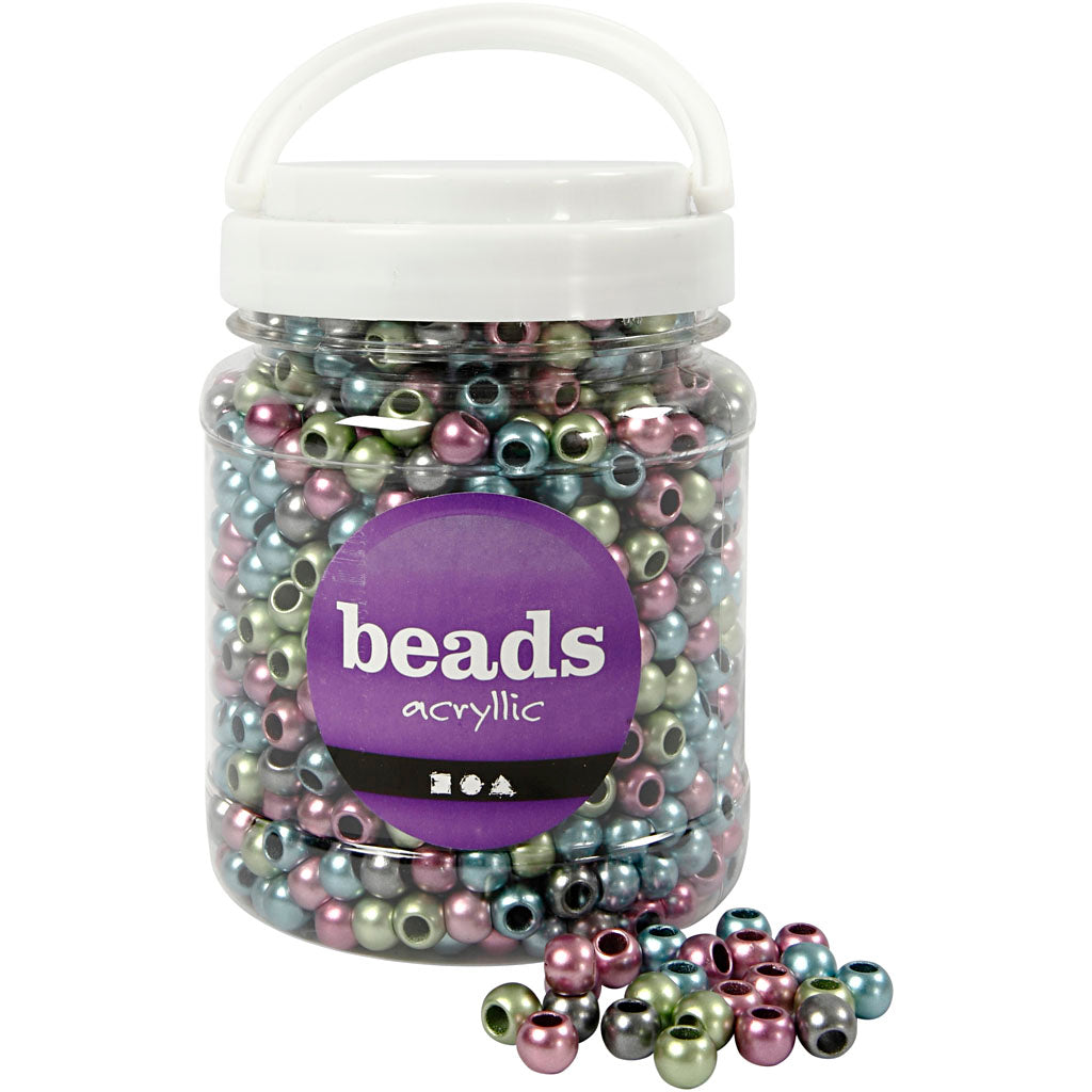 Creativ company pony kralen, d 10 mm, gatgrootte 4 mm, ca. 1000 stuk, 380 gr, 700 ml 1 doosje